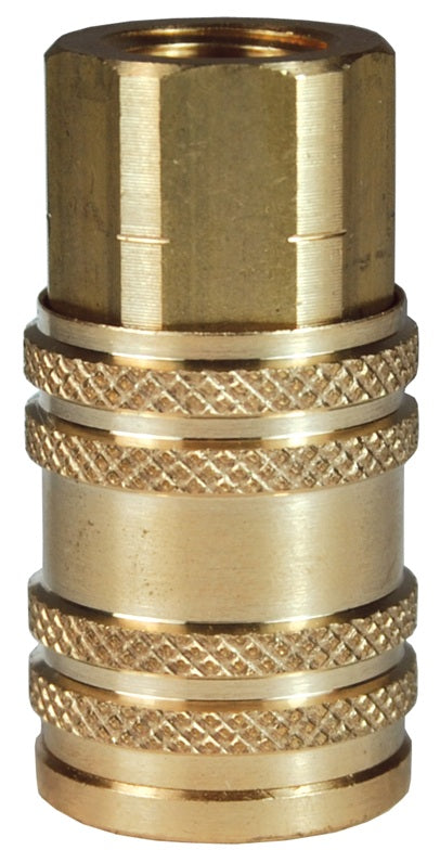 2MF3-B by Dixon Valve | Pneumatic Quick Disconnect Coupling | M-Series | 3/8" Female NPT x 1/4" Manual ARO Interchange | Socket | Nitrile Seal | Brass