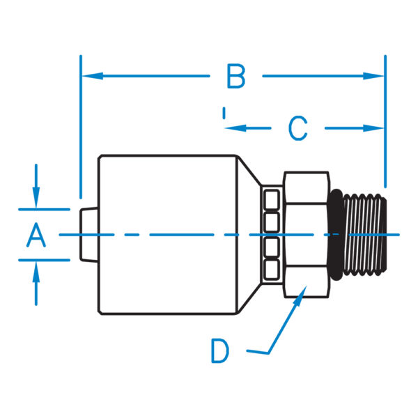 MB-04-06-K2 by Kurt Hydraulics | K2 Style Hydraulic Fitting | 1/4" Hose Barb x 3/8" Male O-Ring Boss | Carbon Steel