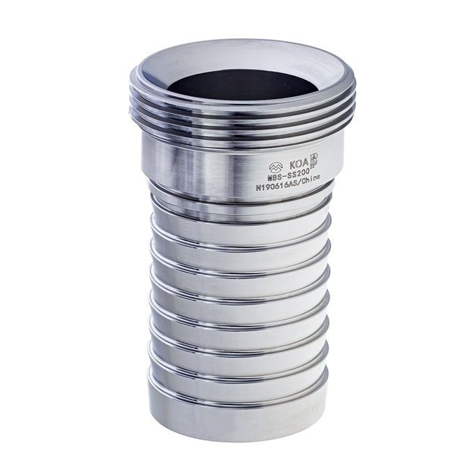 MBS-SS300 by Kuriyama | MBS-SS Series | Sanitary Crimp Hose Fitting | 3" Male Bevel Seat End x 3" Hose Barb | 316 Stainless Steel