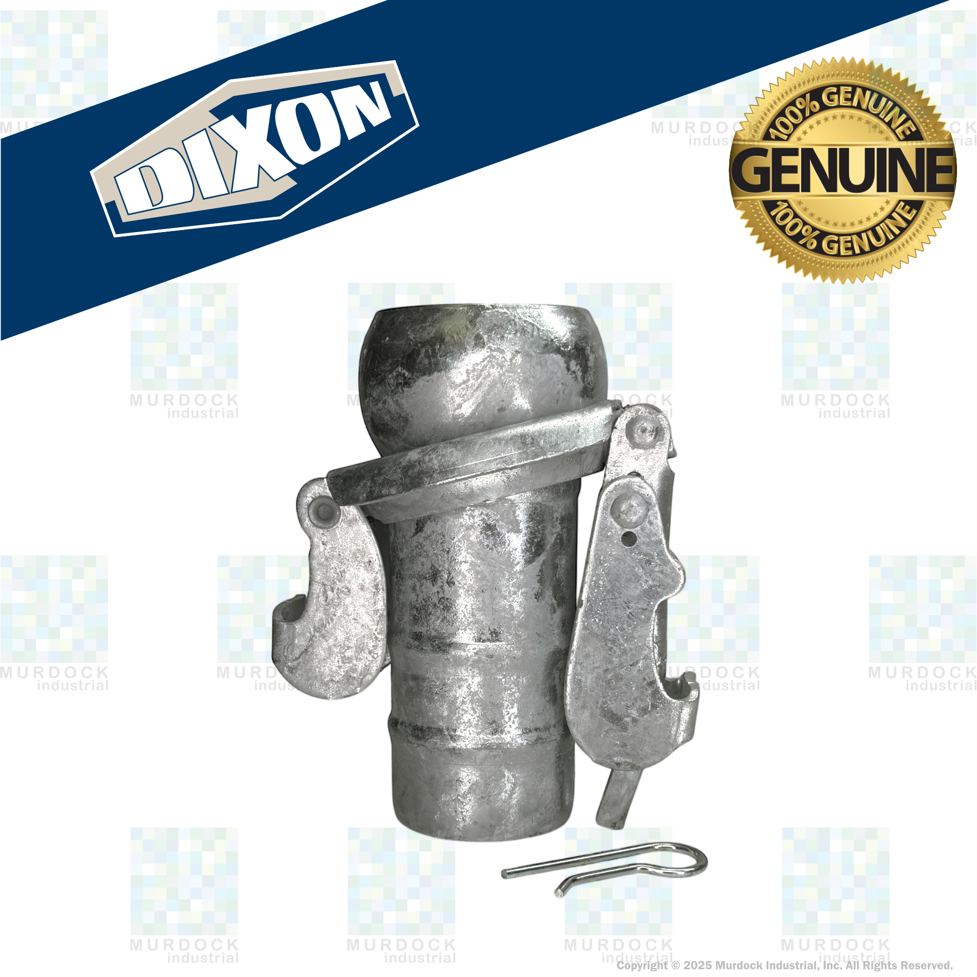 MC3098 by Dixon Valve | Type B (Bauer Style) Quick Connect Fitting | 8" Size | Male with Hose Barb | Galvanized Steel