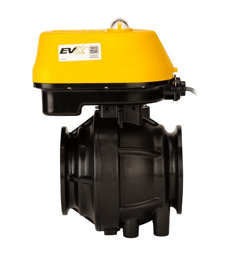 MEVX300 by Banjo | Manifold Flange Connection | MEVX On/Off Electric Valve | Full Port | 3" Pipe Size | 3" Opening Thru Ball | FKM Seals | Polypropylene