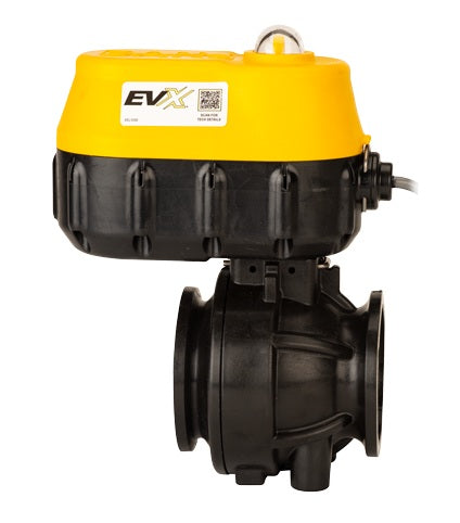 MEVXR200 by Banjo | Manifold Flange Connection | MEVX Regulating Electric Valve | Full Port | 2" Pipe Size | 1-1/2" Opening Thru Ball | FKM Seals | Polypropylene