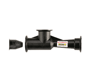 MHV220A by Banjo | Manifold Flange Connections | 2" Full Port Manifold Inductor | Volume Draw: 49 GPM | Opening Size: 9/16" | Pressure at Pump: 225 PSI | Polypropylene | Pack of 5
