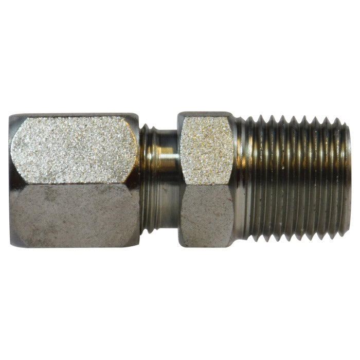 C240464 by Midland | Hydraulic Flareless Bite Type to Male Pipe Adapter | 3/8" Male Tube x 1/4" Male Pipe | Steel