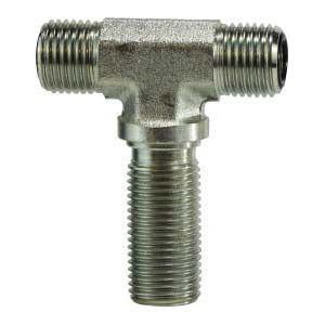 FS27034 by Midland | Hydraulic Adapter | Bulkhead Union Branch Tee | 1/4" Male O-Ring Face Seal x 1/4" Male O-Ring Face Seal x 1/4" Male O-Ring Face Seal | Steel
