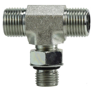 FS68032020 by Midland | Hydraulic Adapter | Tee | 1-1/4" Male O-Ring Face Seal x 1-1/4" Male O-Ring Face Seal x 1-1/4" Male O-Ring Boss Branch | Steel