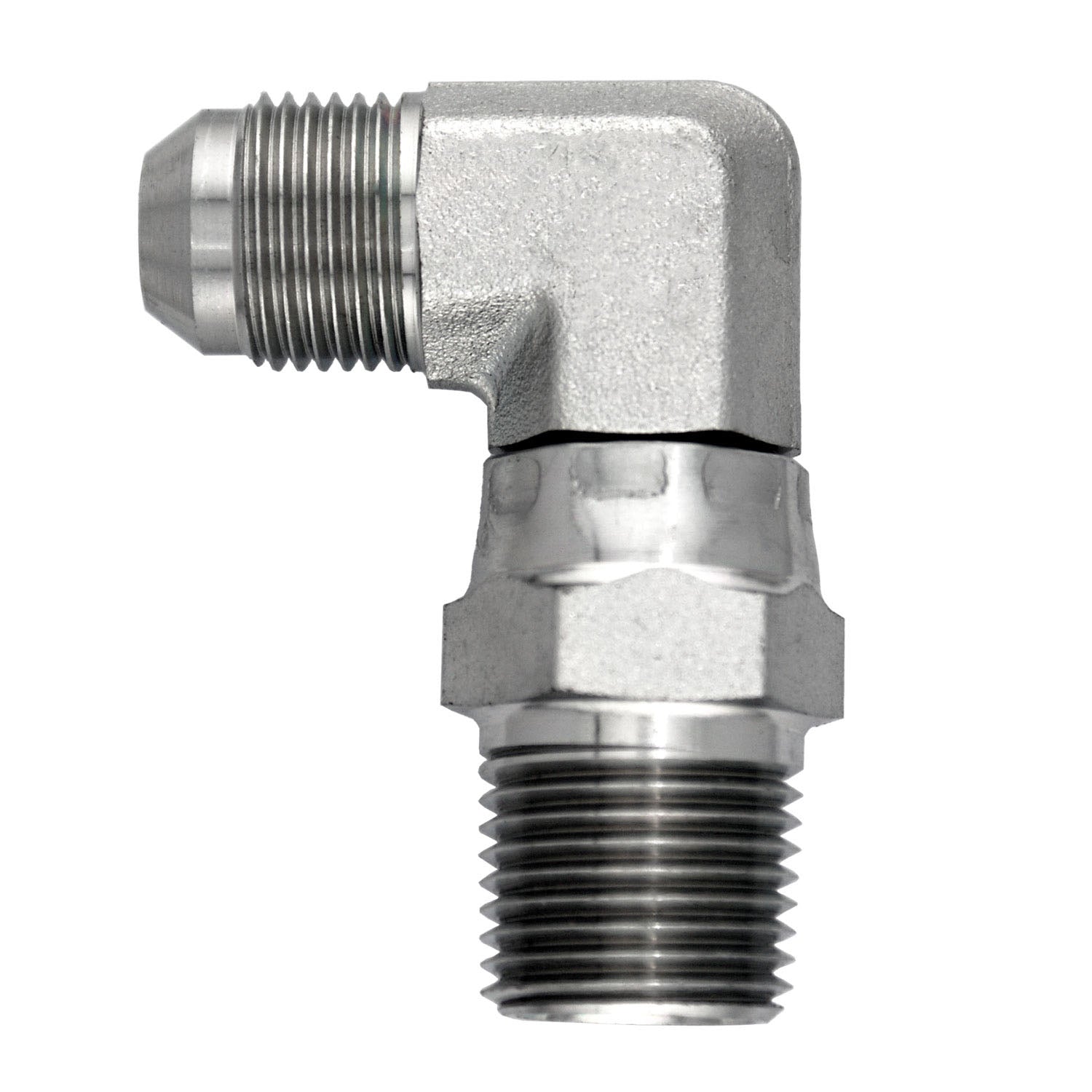 2501S66 by Midland | Hydraulic Adapter | 90° Elbow | 3/8" Male JIC x 3/8" Male NPSM | Steel