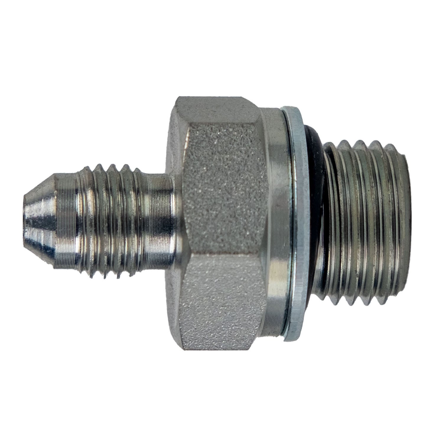 7001-08-16 by Midland | Hydraulic Metric Adapter | 1/2" Male JIC 37° x 16x1.5 Male Metric O-Ring Retaining Ring | Steel