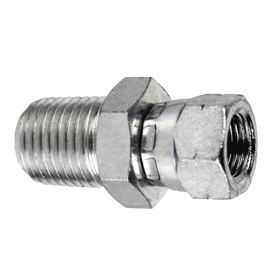 7034-08-08 by Midland | Hydraulic Adapter | 1/2" Male NPTF x 1/2" Female BSPP Swivel | Steel