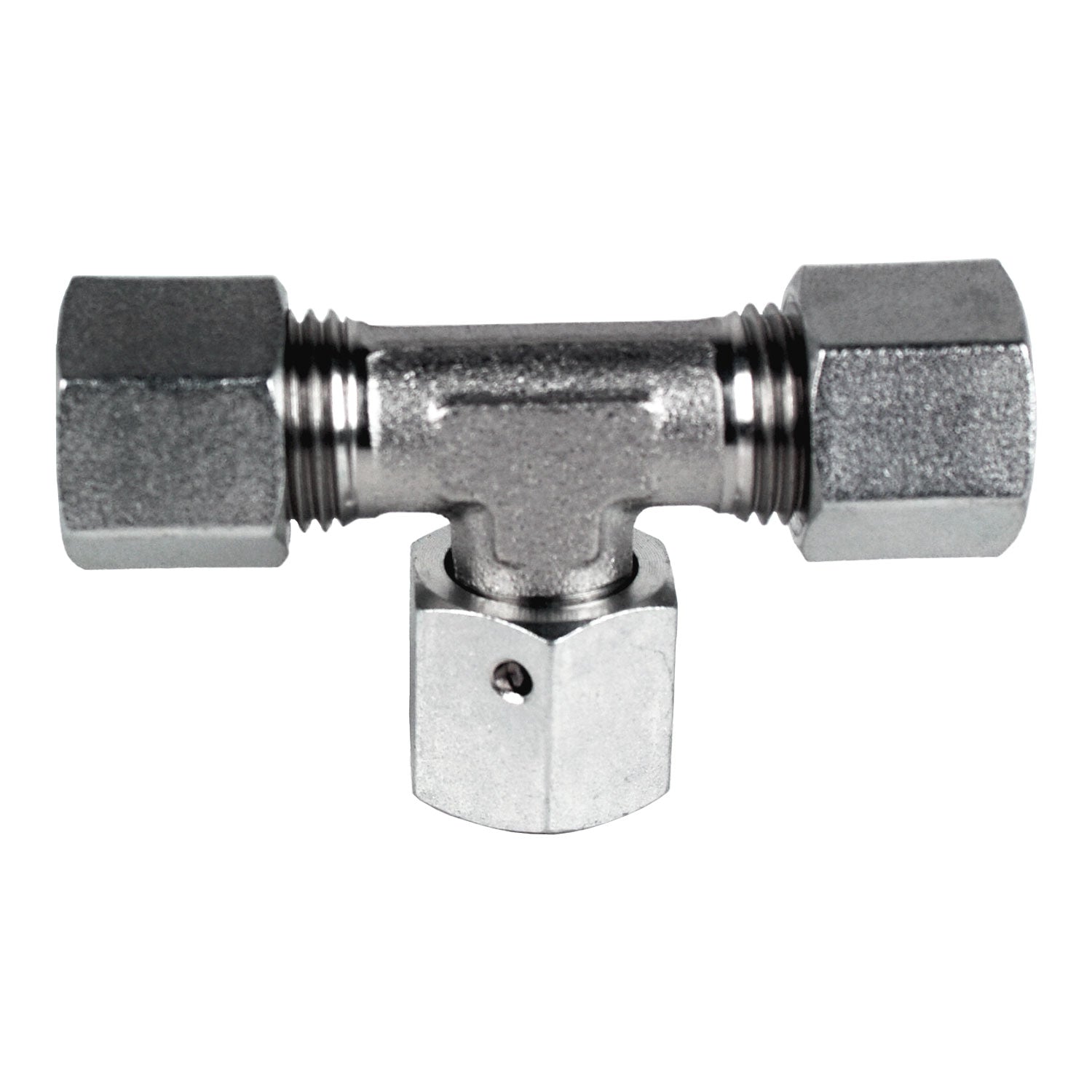 D6600-L15-L15-L15 by Midland | Hydraulic Metric Compression Fitting | DIN Swivel Branch Tee | Light | L15 Tube OD x L15 Tube OD x L15 Tube OD | Steel