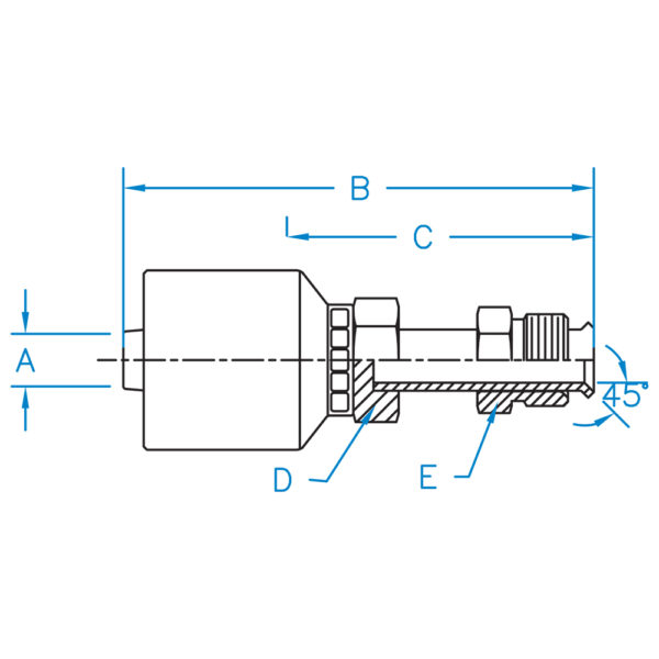 MIX-04-05-K2 by Kurt Hydraulic | K2 Series | 1/4" Hose Barb x 5/16" Male SAE 45° Inverted Flare | Carbon Steel