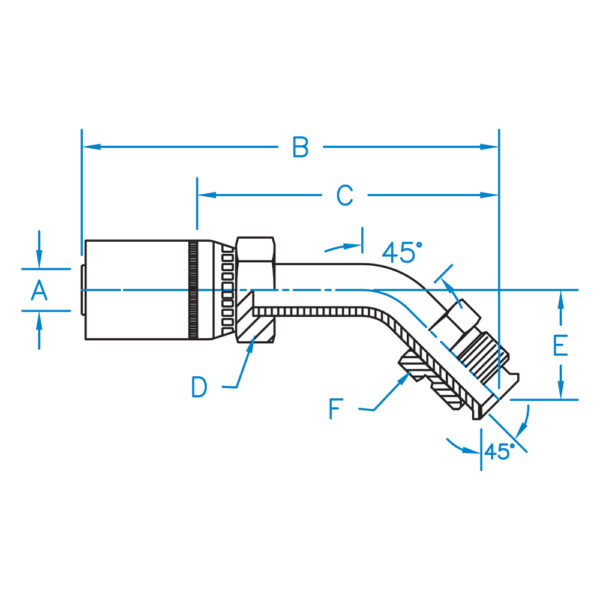 MIX45-06-07 by Kurt Hydraulics | Jump Size | 45° Elbow | Male SAE Inverted Flare | Swivel | for 3/8" Hose ID