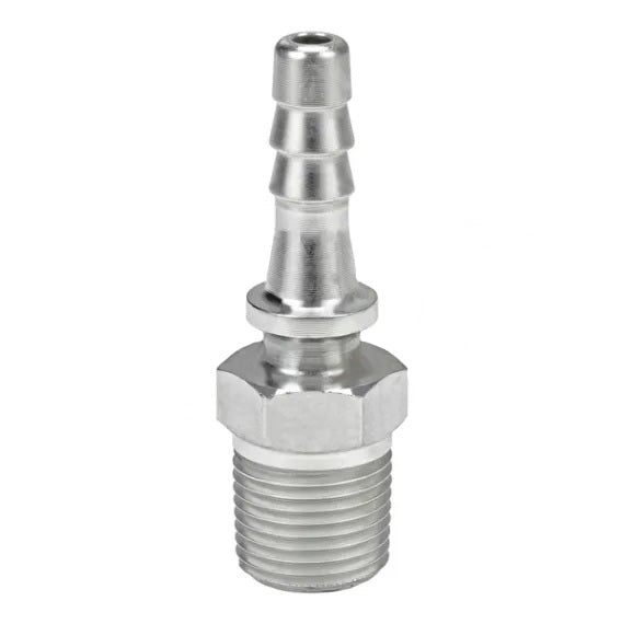 MS6X8 by Dixon Valve | Boss® Male Stem | 1/2" Male NPT x 3/8" Hose Barb | Plated Steel (Bar Stock)
