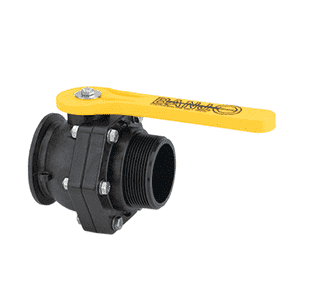 MVSMT300 by Banjo | Manifold Flange Connection for Manifold "Stubby" Valve | 3" Flange x 3" Male NPT | Opening Thru Ball: 2-1/2" | 225 PSI | Polypropylene | Pack of 4