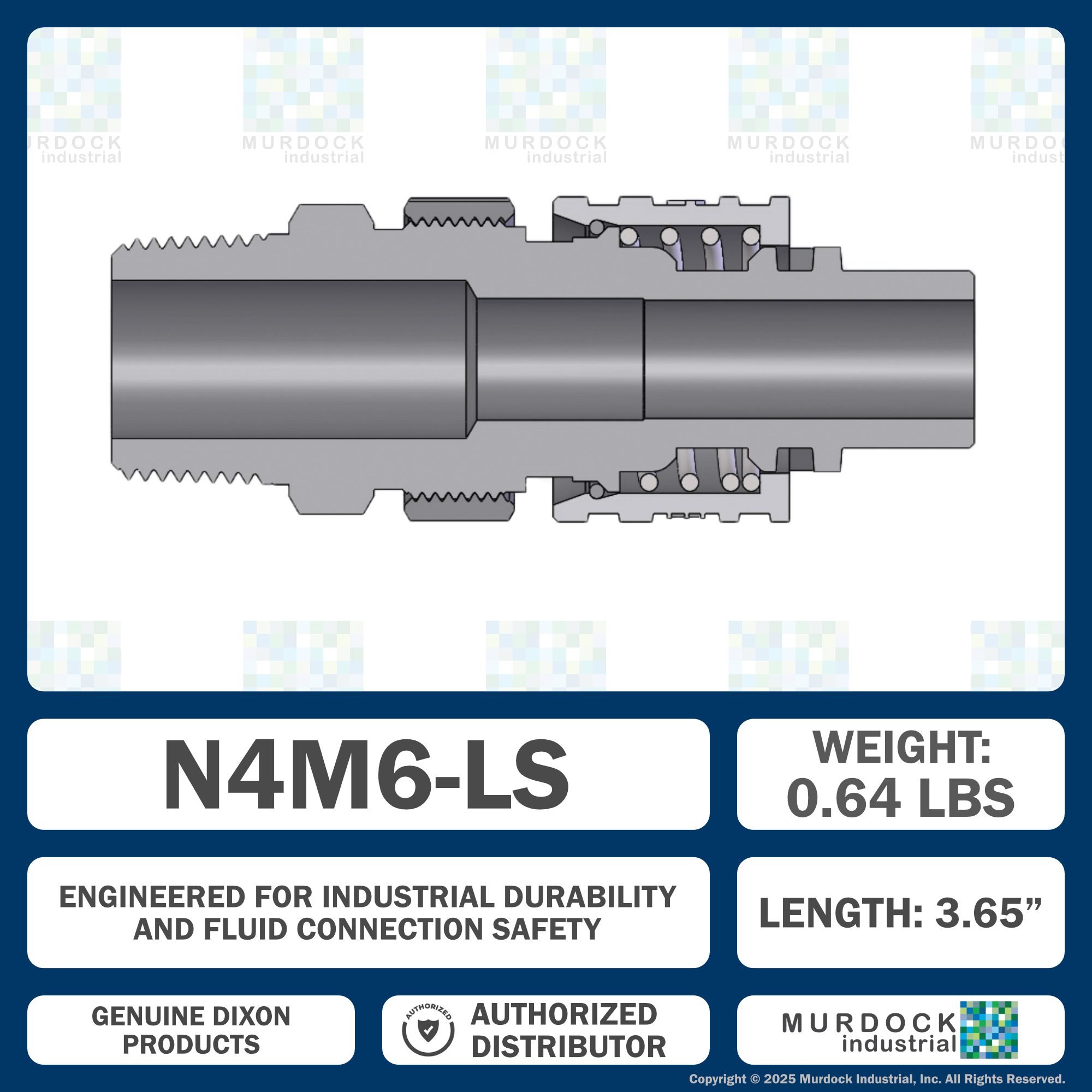 N4M6-LS by Dixon Valve | Pneumatic Quick Disconnect Coupling | Dix-Lock® N-Series | 3/4" Male NPTF x 1/2" Body Size | Plug with Locking Sleeve | Steel