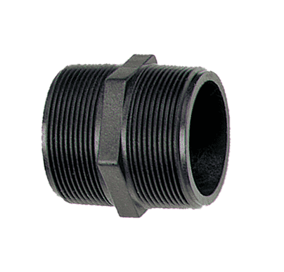 NIP038-SH by Banjo | Pipe Fitting Short Nipple | 3/8" Male NPT x 3/8" Male NPT | Length: 1-1/4" | 300 PSI | Polypropylene | Pack of 10