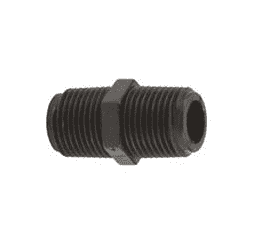 NIP050-SH by Banjo | Pipe Fitting for Short Nipples | 1/2" Male NPT x 1/2" Male NPT | Length: 1-3/4" | 300 PSI | Polypropylene | Pack of 10