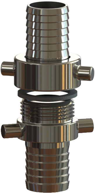 NSTD-250 by Campbell Fittings | Import Suction Hose Coupling (NST Thread) | Complete Set | 2-1/2" Male NST Thread x 2-1/2" Female NST Thread x 1-1/2" Hose Barb | Nut: Ductile Iron | Ductile Iron Shank