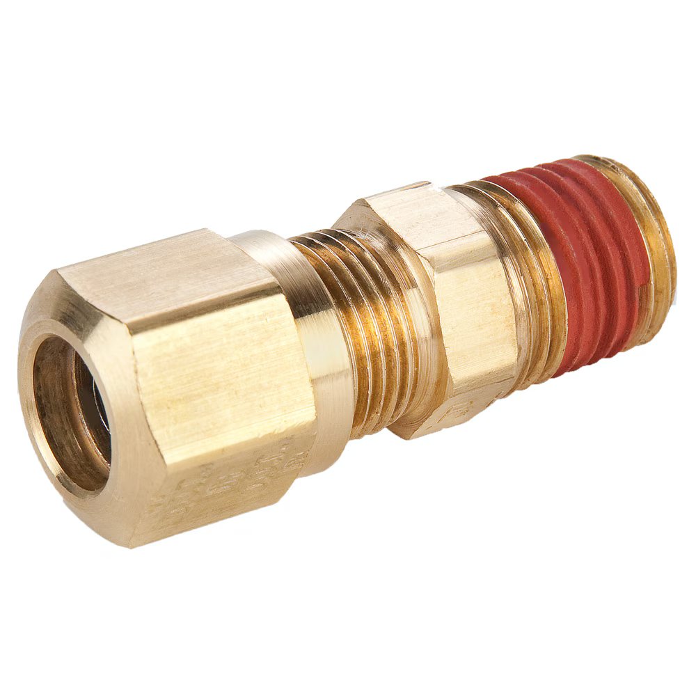 VS68NTA-10-8 by Parker | Air Brake–NTA® Fittings | 5/8" Tube Size Connector x 1/2" Male Pipe Thread x 13/16" Thread | 7/8" Hex | 2.10" Length | Straight | Brass | Pack of 10