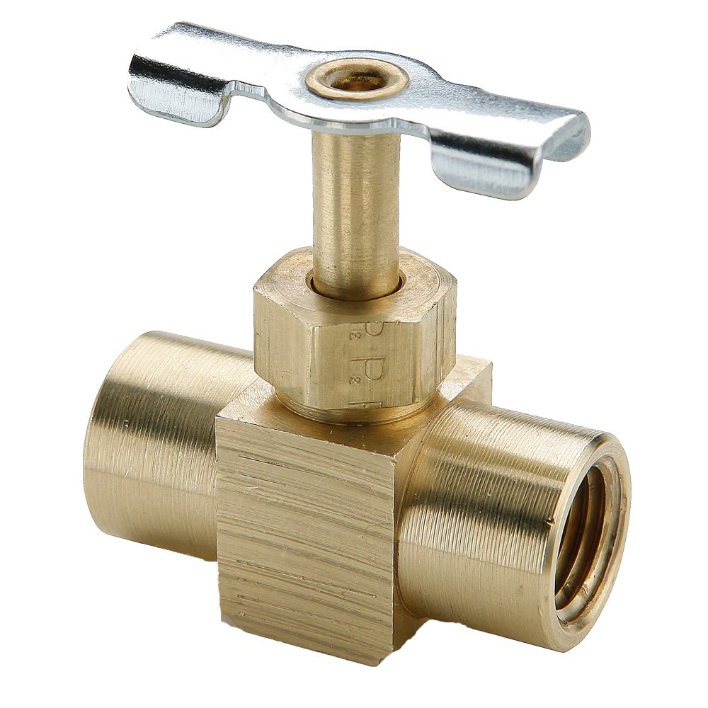 NV109P-2 by Parker | Needle Valve | 1/8" Female Pipe Thread x 1/8" Female Pipe Thread | 1.50" Length | Straight | Brass | Pack of 10