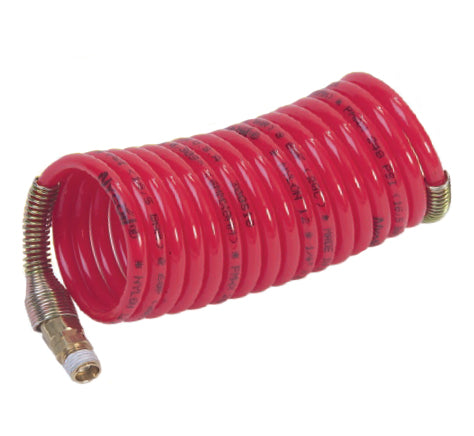 N6BS2-12 by Nycoil | Self-Storing Air Hose Assembly | 3/8" Hose ID | 3/8" MPT Swivel | Red | 225 PSI | Nylon | 12ft