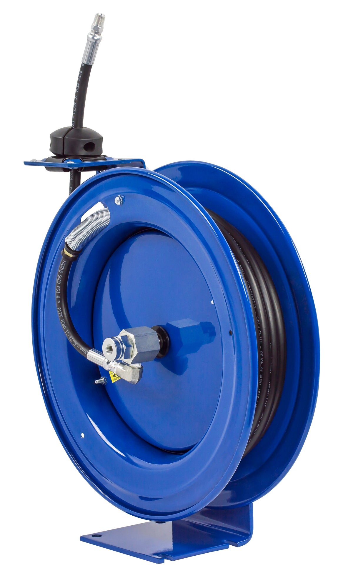 P-HP-120 by Coxreels | P Series | 5,000 PSI Spring Driven Hose Reel | 1/4" Hose ID, 1/4" FNPT Inlet x 1/4" MNPT Hose End | Steel | 20ft Rubber Hose Included