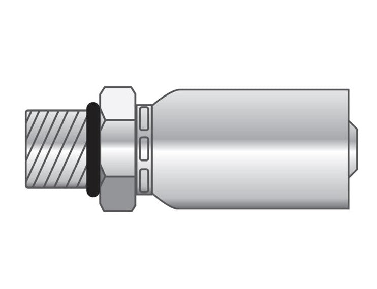 P-0304-MORB-SS Alfagomma Piranhaflex™ by Kuriyama | P Series | One-Piece Hydraulic Hose Fitting | -03 Hose ID x -04 Male SAE O-Ring Boss Solid | Stainless Steel