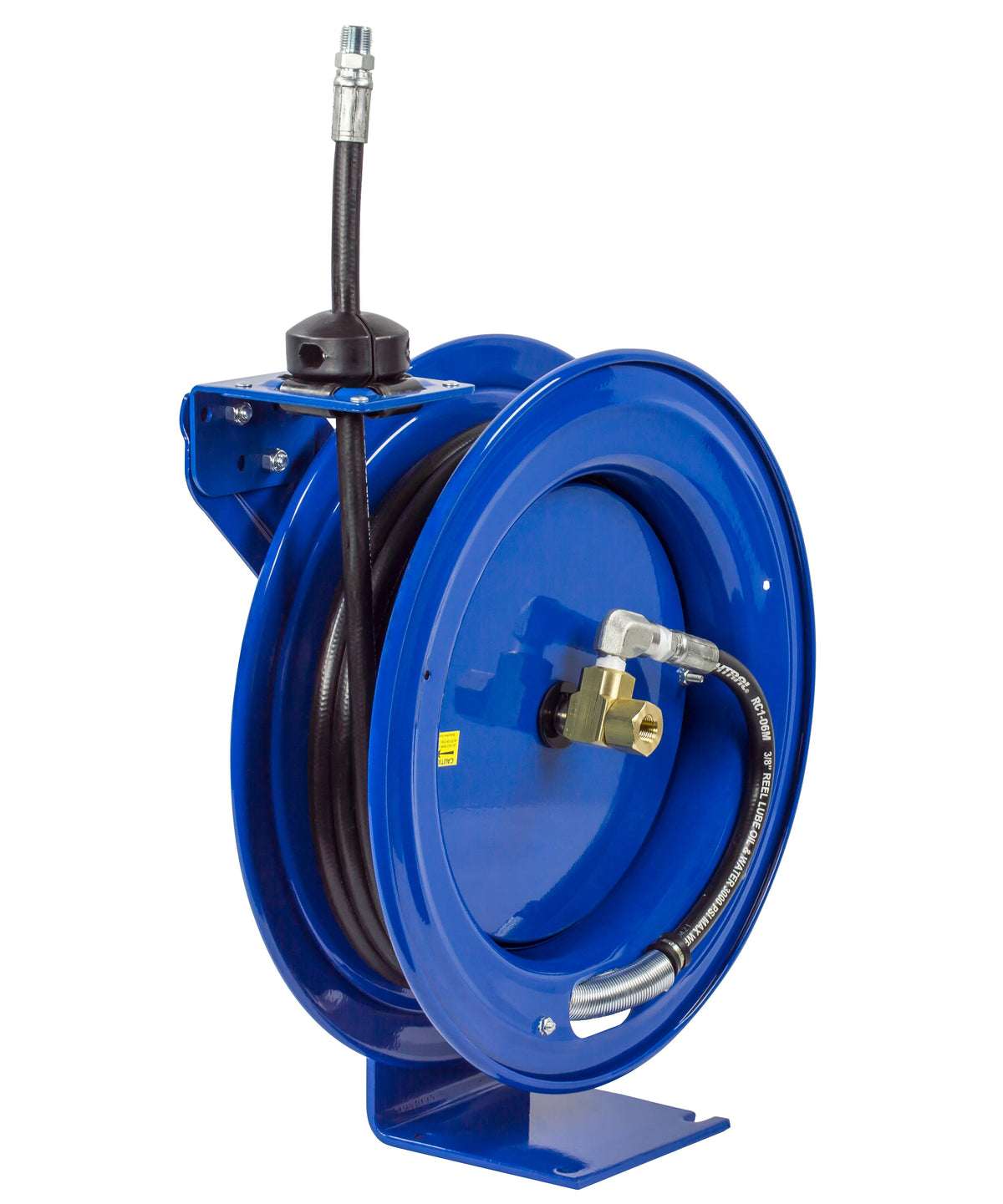 P-MP-420 by Coxreels | P Series | 2,500 PSI Spring Driven Hose Reel | 1/2" Hose ID, 1/2" FNPT Inlet x 1/2" MNPT Hose End | Steel | 20ft Rubber Hose Included