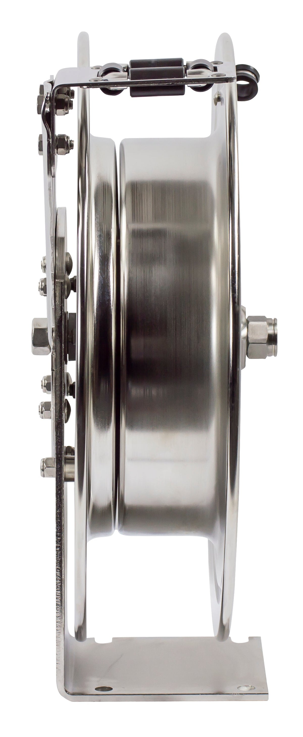 P-LPL-335-SS by Coxreels | P-SS Series | 300 PSI Spring Driven Hose Reel | 3/8" Hose ID, 3/8" FNPT Inlet | Stainless Steel | 35ft Capacity, Hose Not Included