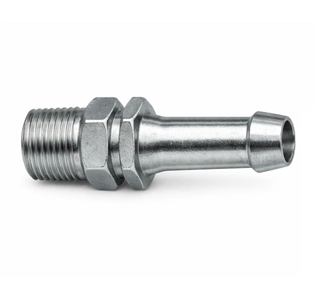 P300221 (HX-221) PUNCH-LOK® by PT-Coupling | Hex Lok Nipple Hose Fitting | 1/4" Hose Barb x 1/4" Male NPT | Single Groove | Plated Carbon Steel | 24 Pieces/Box
