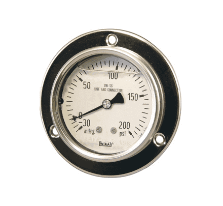 PBLSS15 Dixon Valve All Stainless Panel Builder Gauge - 2-1/2" Face, 1/4" Lower Back Mount - 0-15 PSI