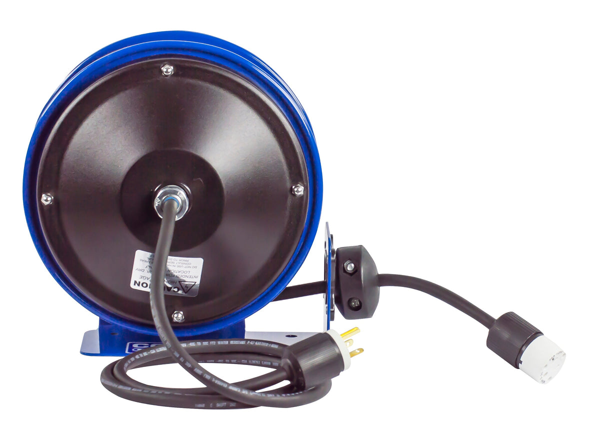 PC10-3012-A by Coxreels | PC10 Series | Spring Driven Power Cord Reel with Single Industrial Receptacle | 12/3 SJO Cord, 20A, 115V | Steel | 30ft Cord Included