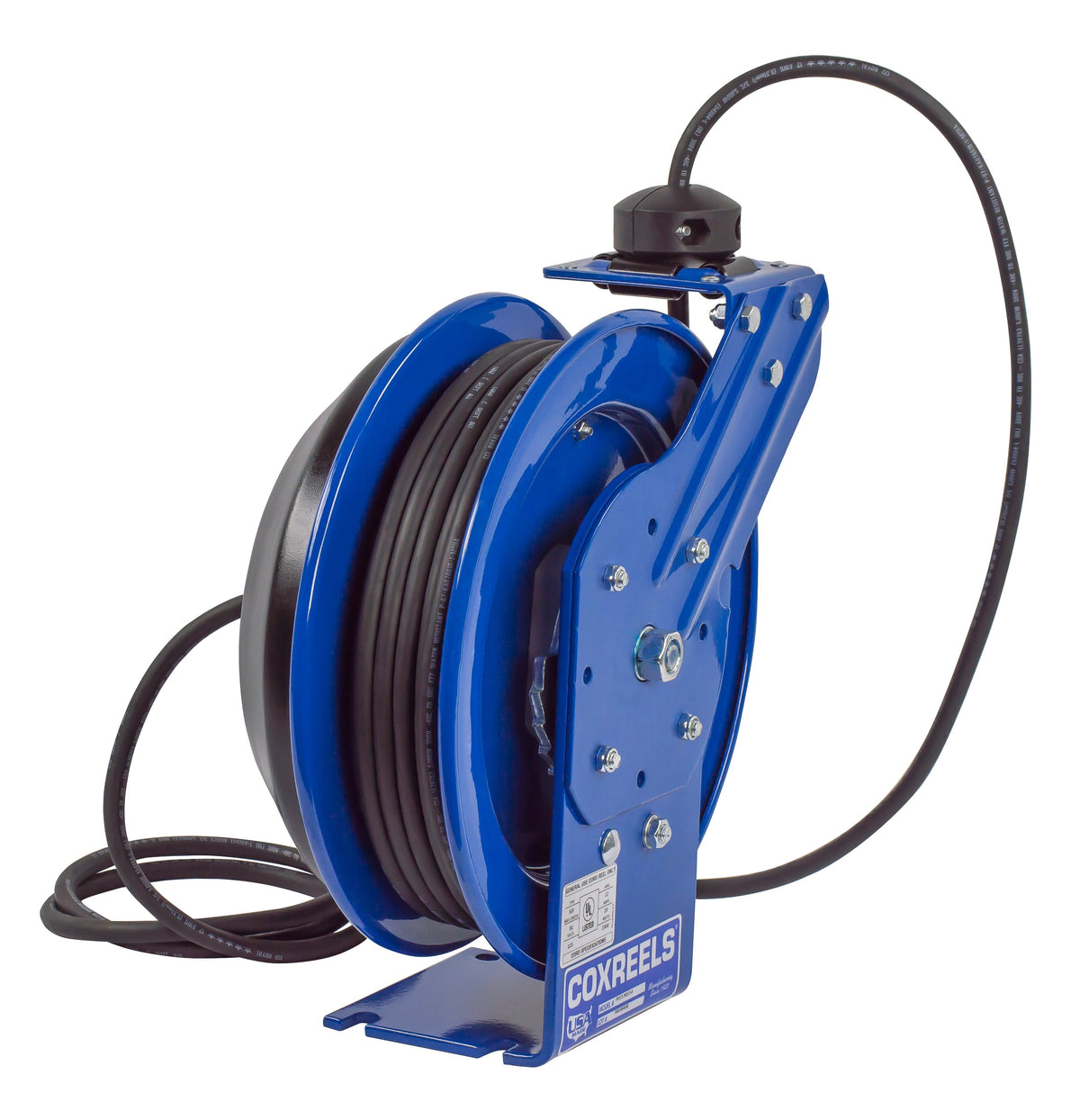 PC13-5016-M by Coxreels | PC Series | Spring Driven Power Cord Reel with Compact LED Light | 16/3 SJTO Cord, 13A, 115V | Steel | 50ft Cord Included