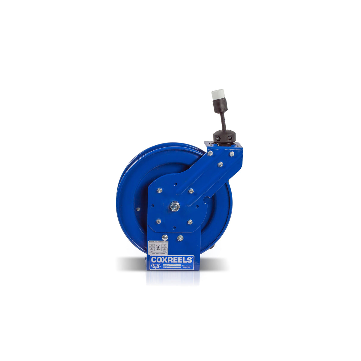 PC13-3516-A by Coxreels | PC Series | Spring Driven Power Cord Reel with Single Industrial Receptacle | 16/3 SJO Cord, 13A, 115V | Steel | 35ft Cord Included