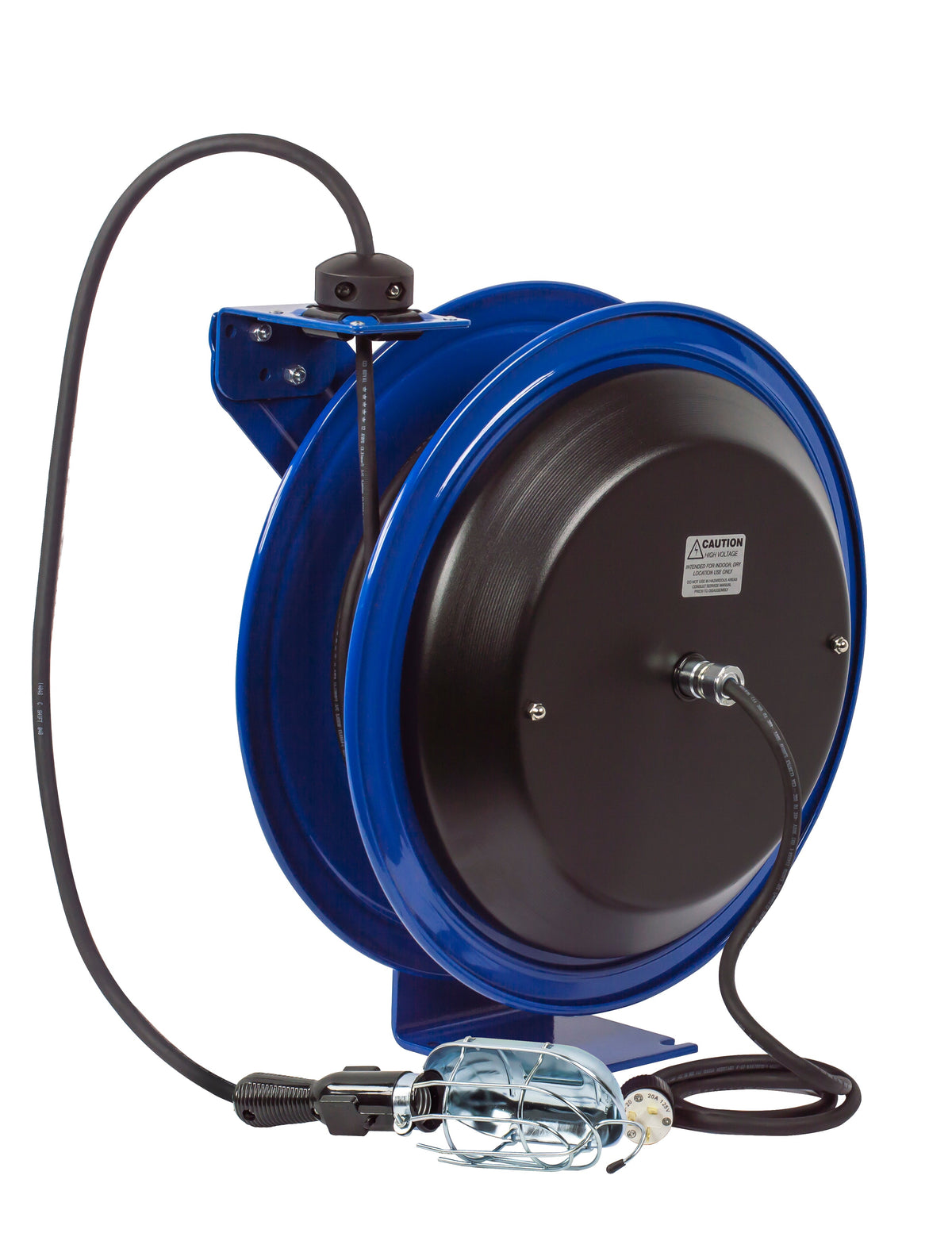 PC19-7516-E by Coxreels | PC Series | Spring Driven Power Cord Reel with Incandescent Cage Light | 16/3 SJTO Cord, 13A, 115V | Steel | 75ft Cord Included