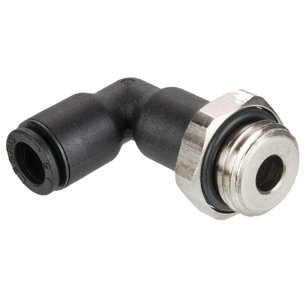 369PLPX-12M-8G by Parker | Prestolok PLP Composite Push-to-Connect Fittings | Thread Fitting | 12mm Extended x 1/2" Male BSPP Thread | 24mm Hex | 90° Long Elbow | Glass-Reinforced Nylon | Pack of 10