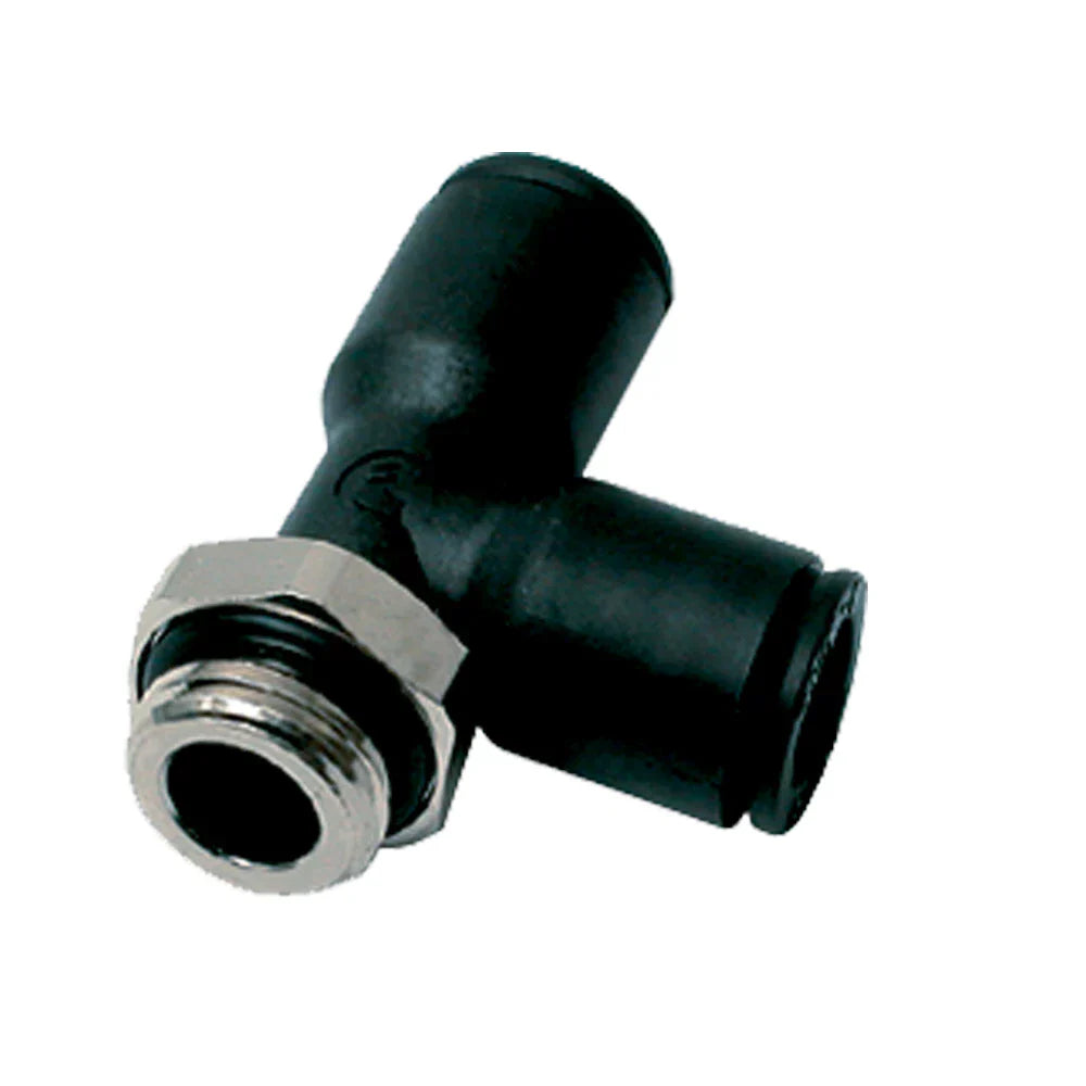 371PLP-4M-4G by Parker | Prestolok PLP Composite Push-to-Connect Fittings | Thread Fitting | 4mm Tube Size x 1/4" Male BSPP Thread | 16mm Hex | 14.5mm Length | Tee | Glass-Reinforced Nylon | Pack of 10