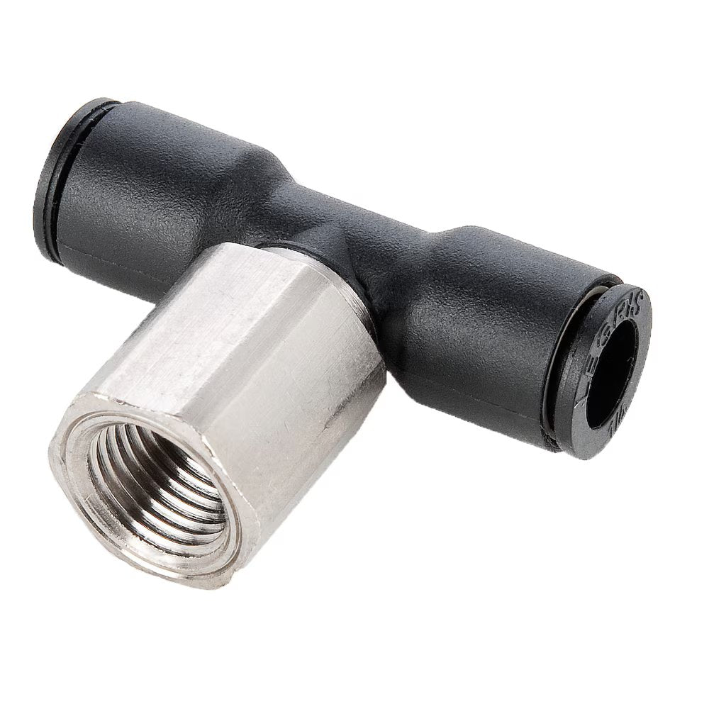 3008 04 11 by Parker | LF3000® Push-to-Connect Fittings | 5/32" Push-to-Connect x 1/8" Female NPT Thread | 13 mm Hex | 1.10" Length | Tee | Nylon | Pack of 10