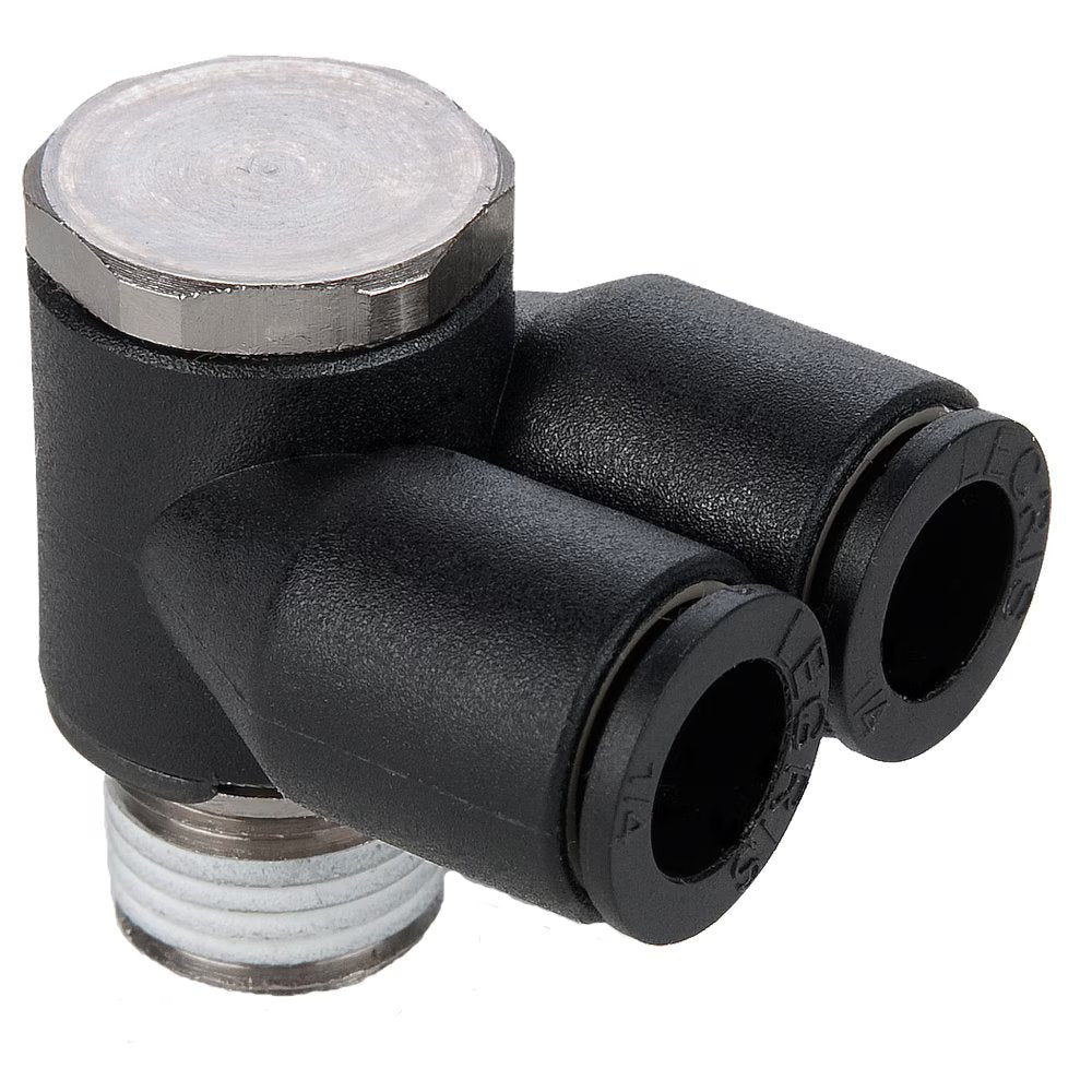 W369PLPTJ-4M-2 by Parker | Prestolok PLP Composite Push-to-Connect Fittings | Modular Fitting | 5/32" Twin Banjo x 1/8" Male NPT Thread | 13mm Hex | .73" Length (L2) | Glass-Reinforced Nylon | Pack of 10