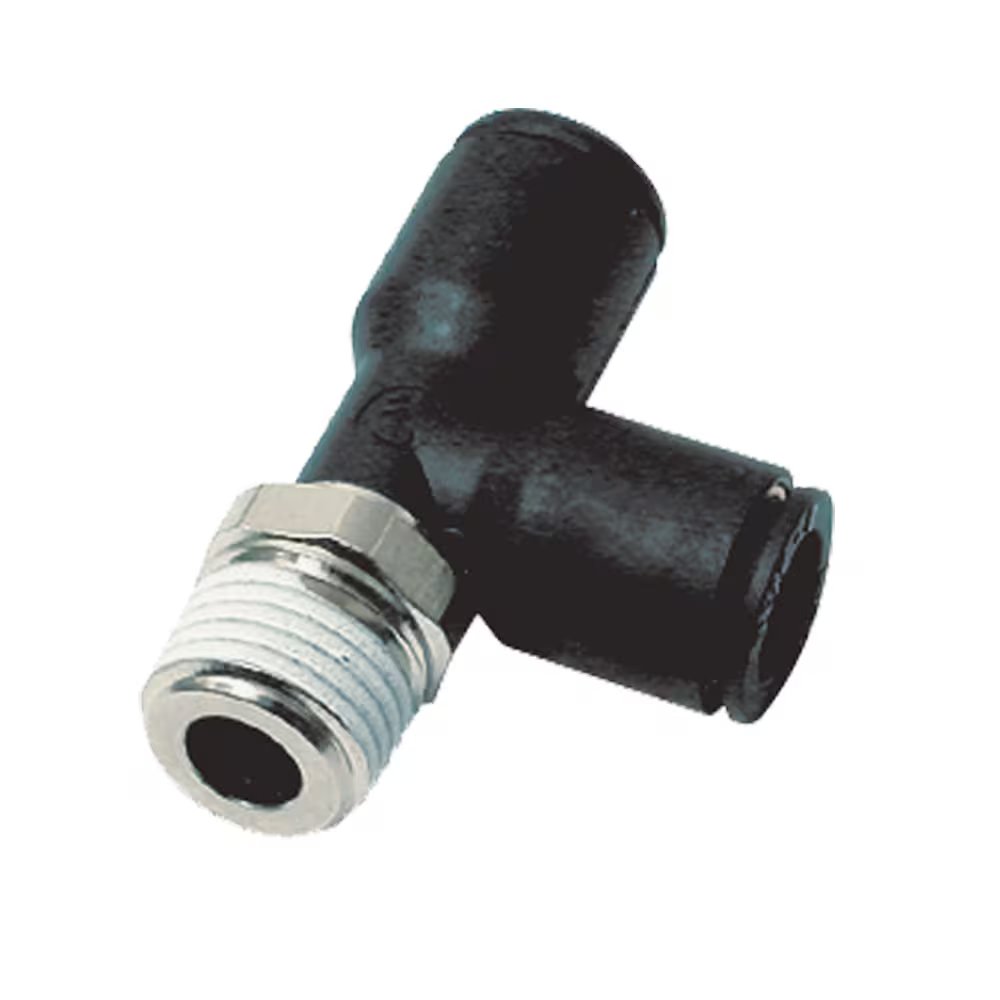 W371PLP-6-8 by Parker | Prestolok PLP Composite Push-to-Connect Fittings | Thread Fitting | 3/8" Tube Size x 1/2" Male NPT Thread | 22mm Hex | 1.04" Length (L) | Tee | Glass-Reinforced Nylon | Pack of 10
