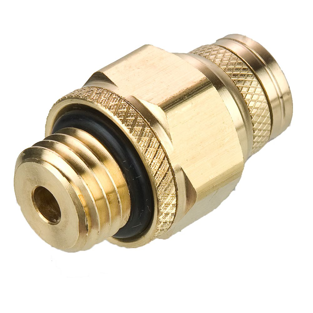 F8UPMTB6-M10 by Parker | Threaded Fitting | 6 mm Push-to-Connect Connector x M10 Male Metrics Thread | 17 mm Hex | 29.7 mm Length | Straight | Brass | Pack of 10