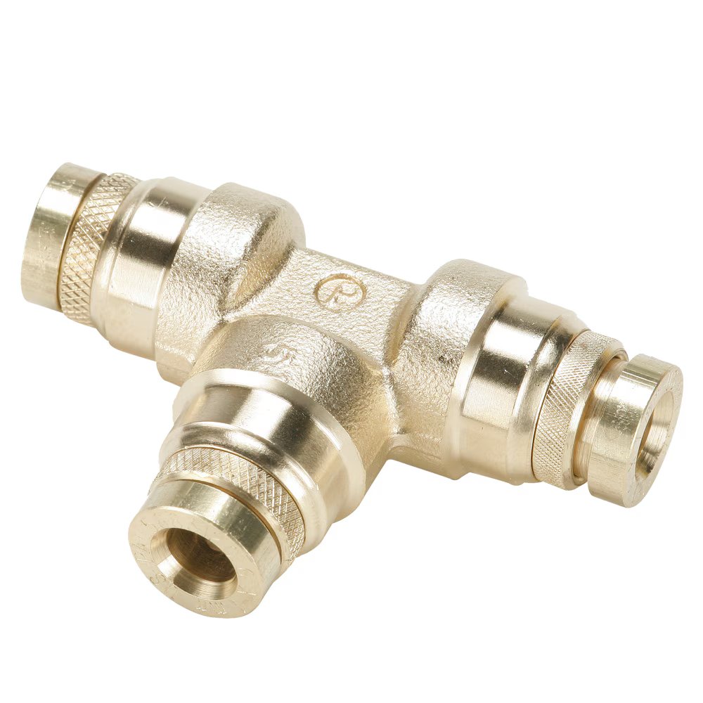 JPMTB6 by Parker | Tube to Tube Fitting | Union | 6 mm Push-to-Connect | 51.3 mm Length | Tee | Brass | Pack of 10
