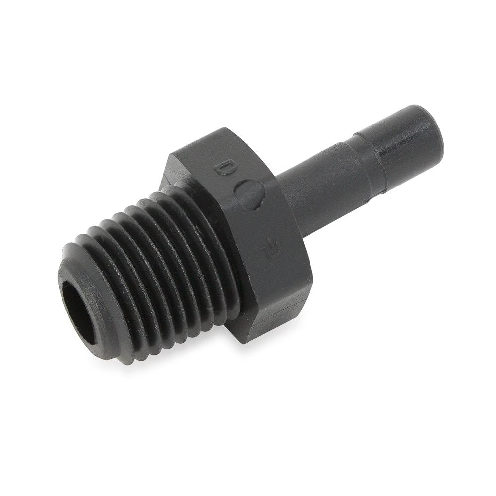 PPB6TMC4 by Parker | TrueSeal™ Threaded Fittings | 3/8" Tube Stem Adapter x 1/4" Male NPTF Thread | 1.70" Length | Straight | Black | Polypropylene