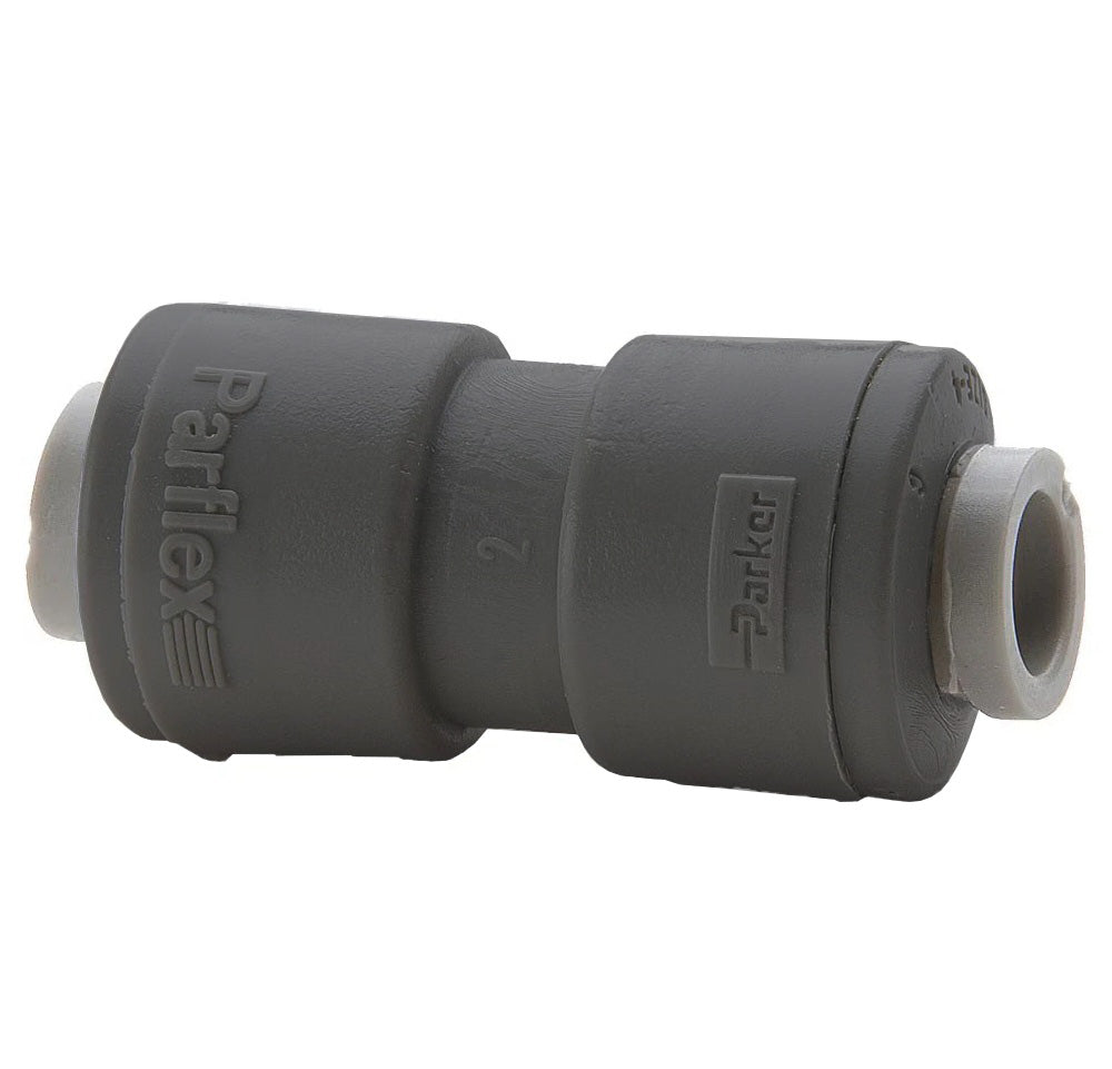 PPB6UC4-MG by Parker | TrueSeal™ Tube to Tube Union Fitting | 3/8"-1/4" Push-to-Connect | 1.70" Length | Straight | Black | Polypropylene