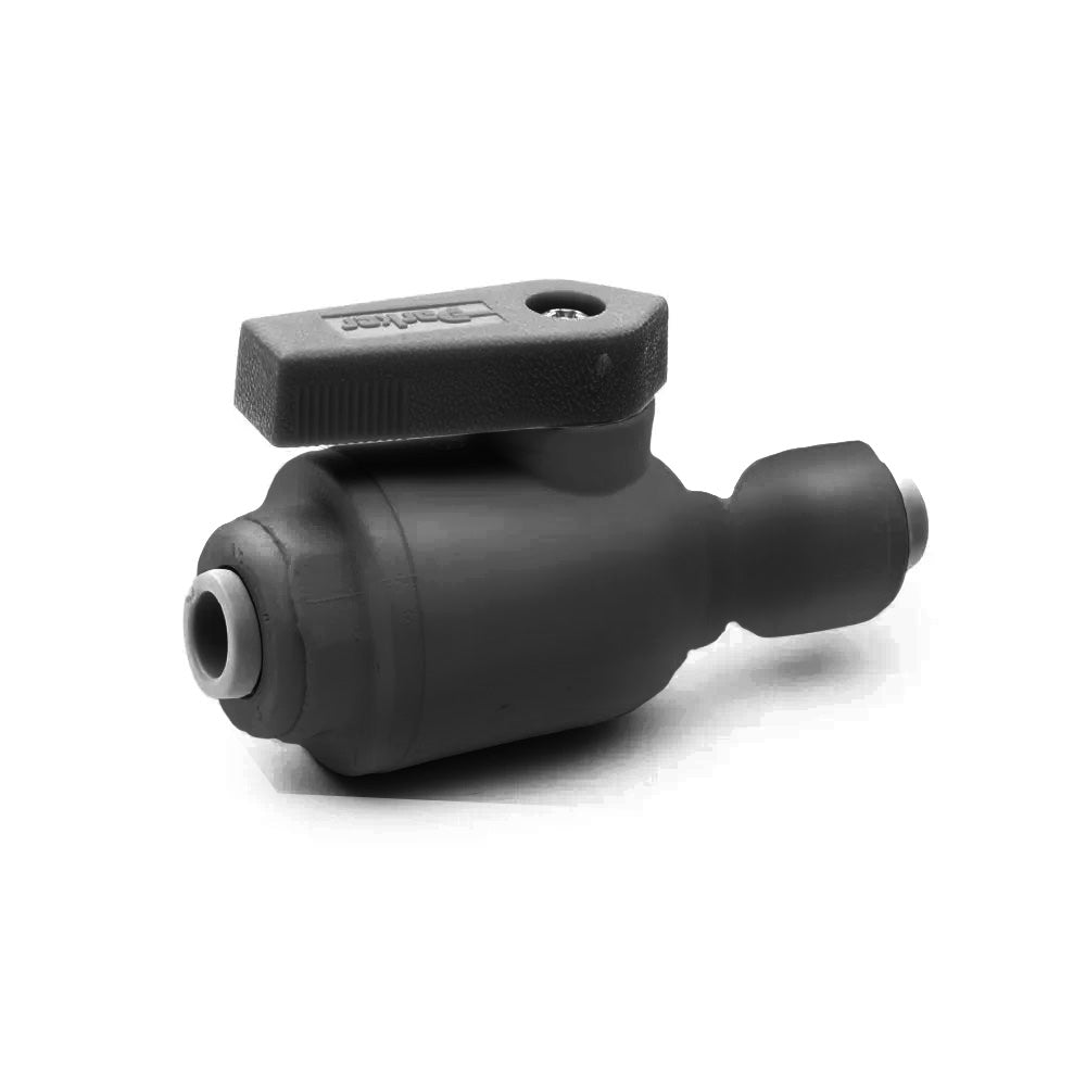 PPB4VUC4-MG by Parker | TrueSeal™ Ball Valve | 1/4" Push-to-Connect x 1/4" Push-to-Connect | 2.55" Length | Straight | Black | Polypropylene