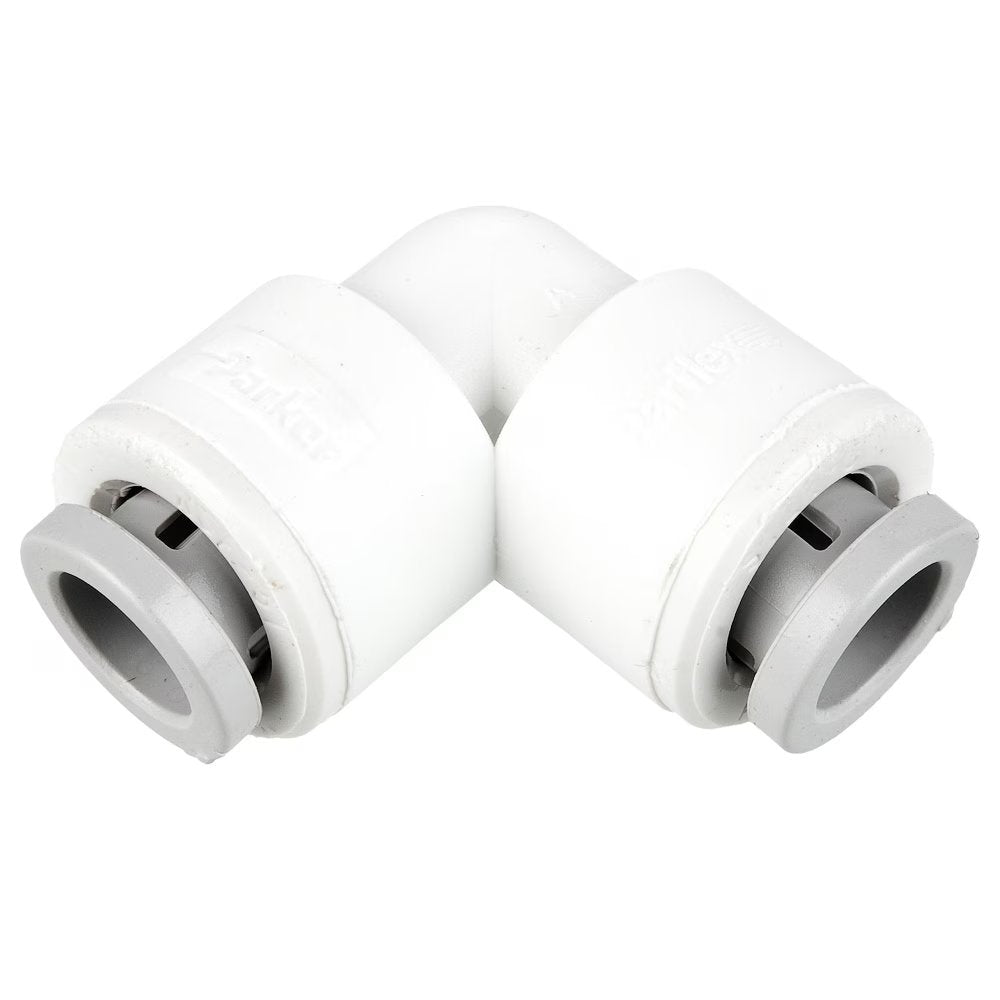 PP6EU6 by Parker | TrueSeal™ Tube to Tube Fittings | 3/8" Union Tube O.D. | White | 90° Elbow | Polypropylene