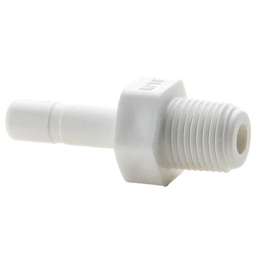 PP6TMC4 by Parker | TrueSeal™ Threaded Fittings | 3/8" Tube Stem Adapter x 1/4" Male NPTF Thread | 1.70" Length | Straight | White | Polypropylene