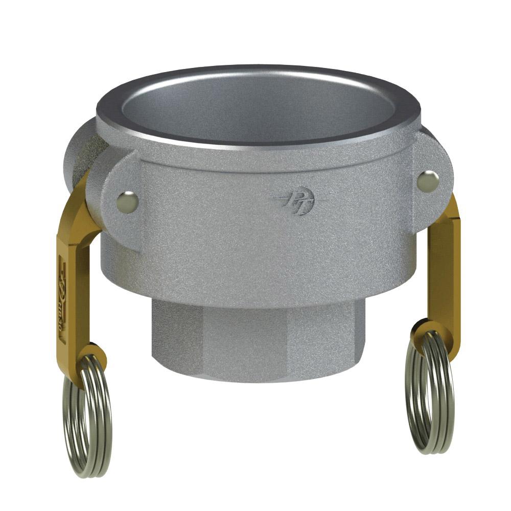 6020000010 (20X15D) by PT-Coupling | Reducing Cam & Groove Coupler | Type D | 2" Coupler x 1-1/2" Female NPT | Aluminum/HB | Buna-N Seal