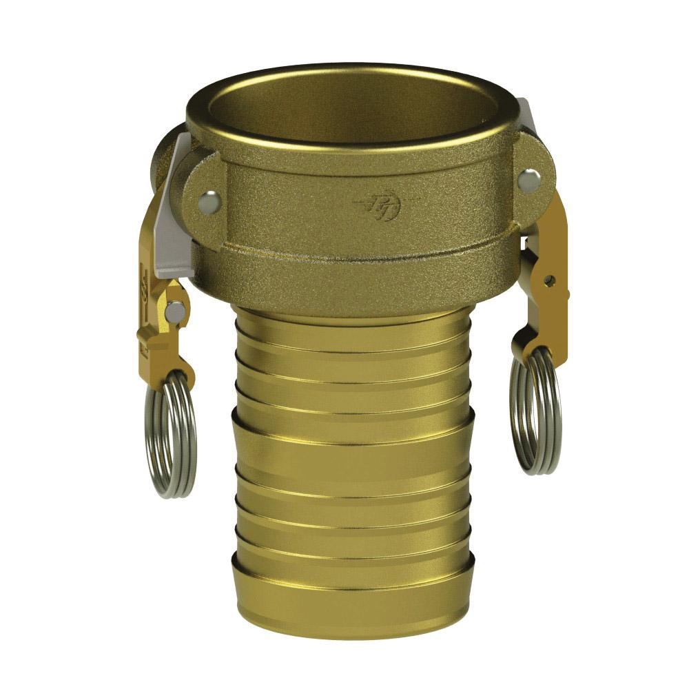 1200360L2 (60C SLII) by PT-Coupling | STA-LOK® II Cam & Groove Fitting | Type C | 6" Coupler x 6" Hose Shank | Brass/SLB | Buna-N Seal