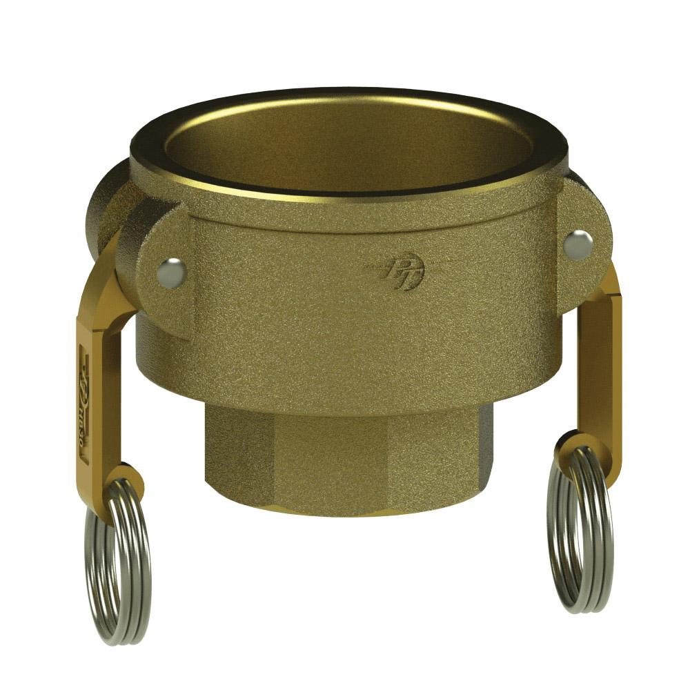 62204030 (40X30D) by PT-Coupling | Reducing Cam & Groove Coupler | Type D | 4" Coupler x 3" Female NPT | Brass | Buna-N Seal
